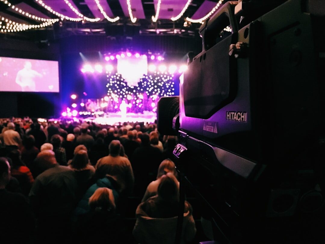 Wide shot of a live event being broadcast from a control gallery